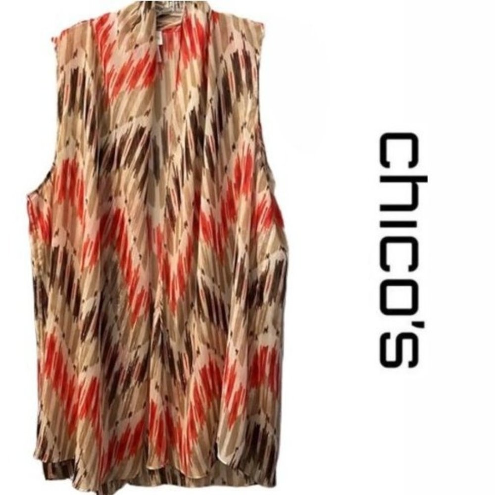 Chico's Size 3 =XL or Sz 16 Sleeveless Ruana Vest with Metallic Gold Sparkle